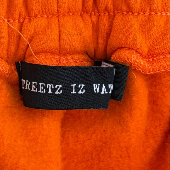 Streetz Iz Watchin Orange Track Joggers w/ GOAT woman’s sz XL 95% cotton pockets - Picture 2 of 11